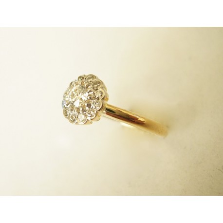 Piękny złoty pierścionek kwiat z brylantami! 0.40 id: 546