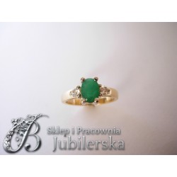 Piękny pierścionek z brylantami i szmaragdem! id: 1265