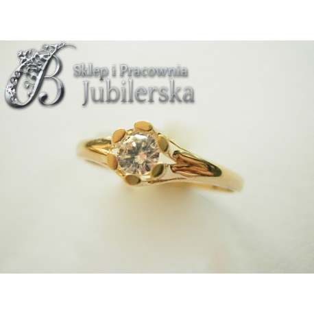 Wspaniały złoty pierśćionek z cyrkoniami!585 id: 345